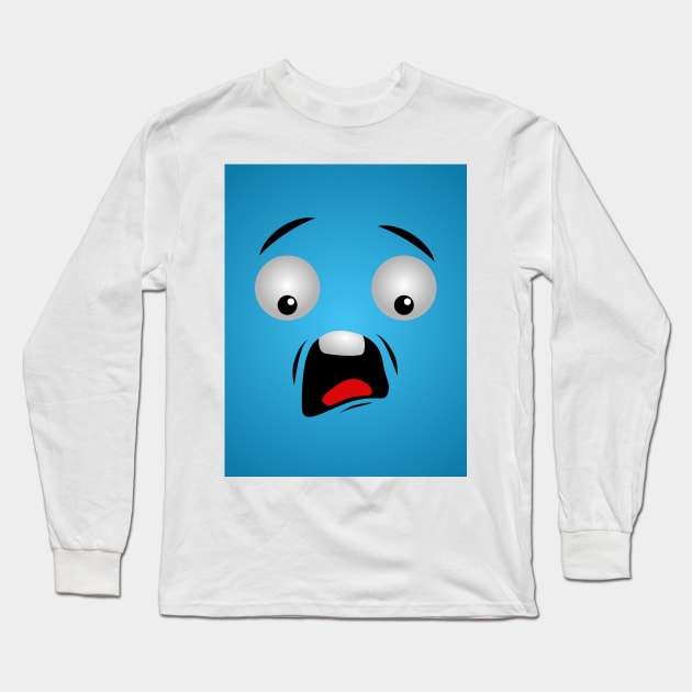 Cute Cartoon Face Emoji Shocked Expression Long Sleeve T-Shirt by Bestaneur